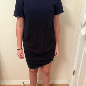 Classic Black T-Shirt Dress with Ruching on the Left Side